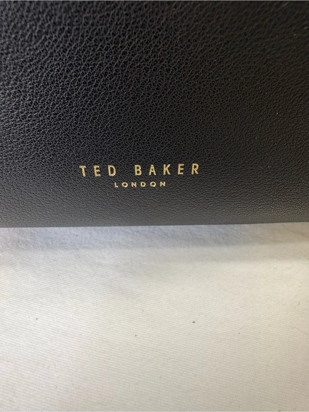 TED BAKER Black Leather Structured Satchel with Gold Buckle LIKE NEW $450
